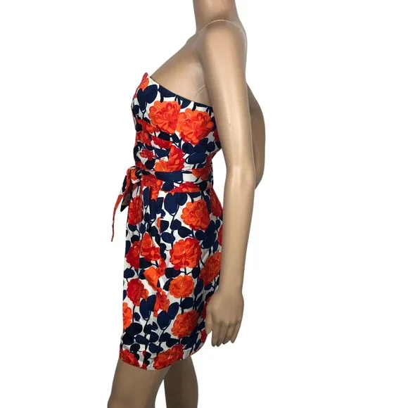 Shoshanna Sweetheart Bustier Floral Print Strapless Mini Cocktail Party Dress 2 - Picture 4 of 8